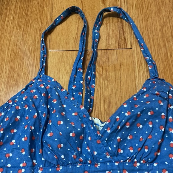 Women's Hollister Blue Polka Dot Summer Dress w/ Pockets and Scrunched Back - Picture 2 of 10